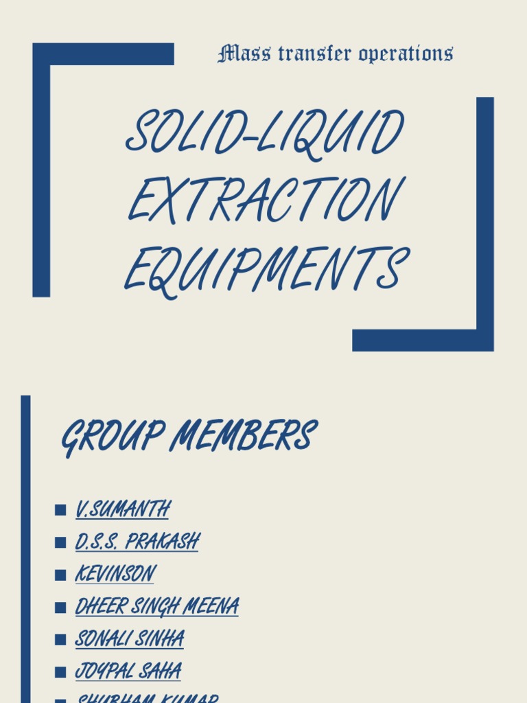 SolidLiquid Extraction Equipments PDF Lift (Force) Liquids