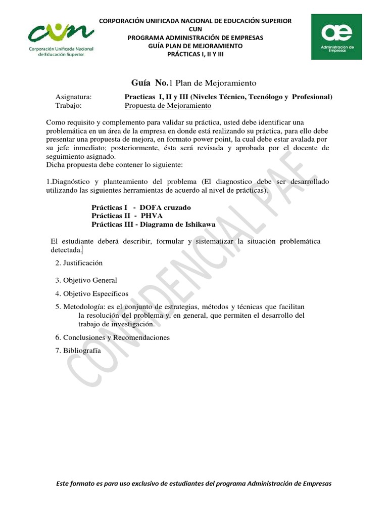 Guía para Propuesta de Mejora Empresarial | PDF | Negocios | Finanzas y ...