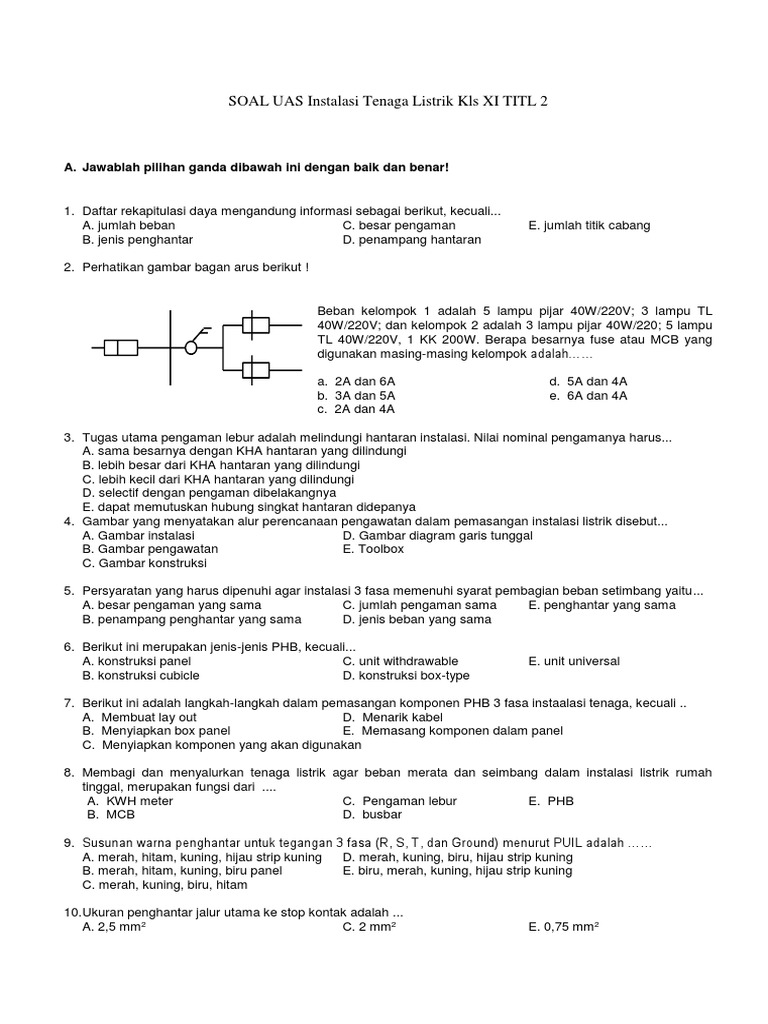 16+ Soal Dan Jawaban Instalasi Penerangan Listrik Kelas 11 2021 2022 2023 PNG