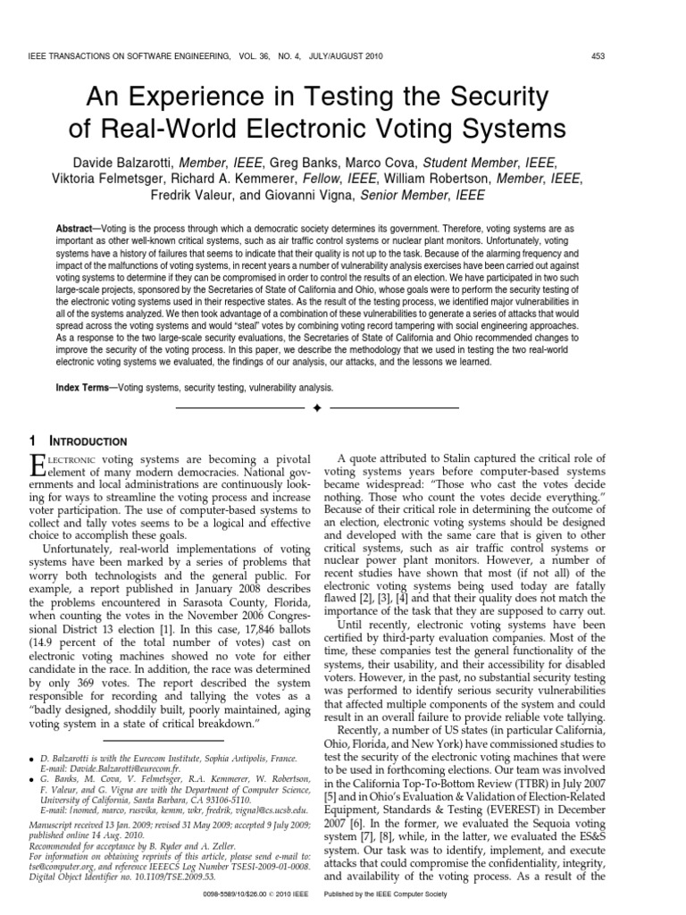 An Experience in Testing The Security of Real-World Electronic Voting ...