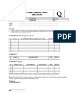 Formulir Monitoring Sertifikat