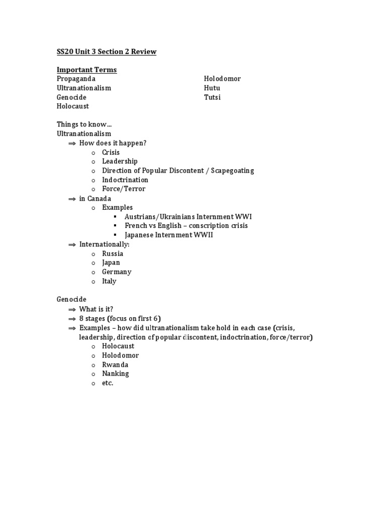 SS20 Unit 3 Section 2 Review Important Terms | PDF | Politics | History