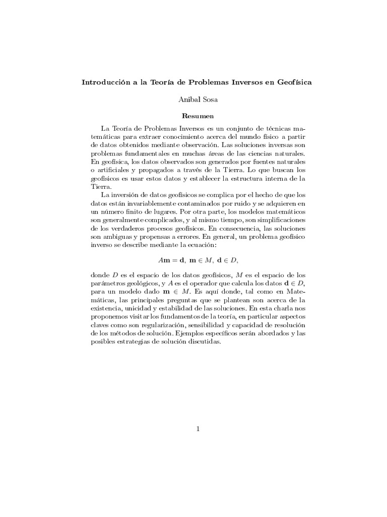 Problemas Inversos en Geofísica: Fundamentos | PDF