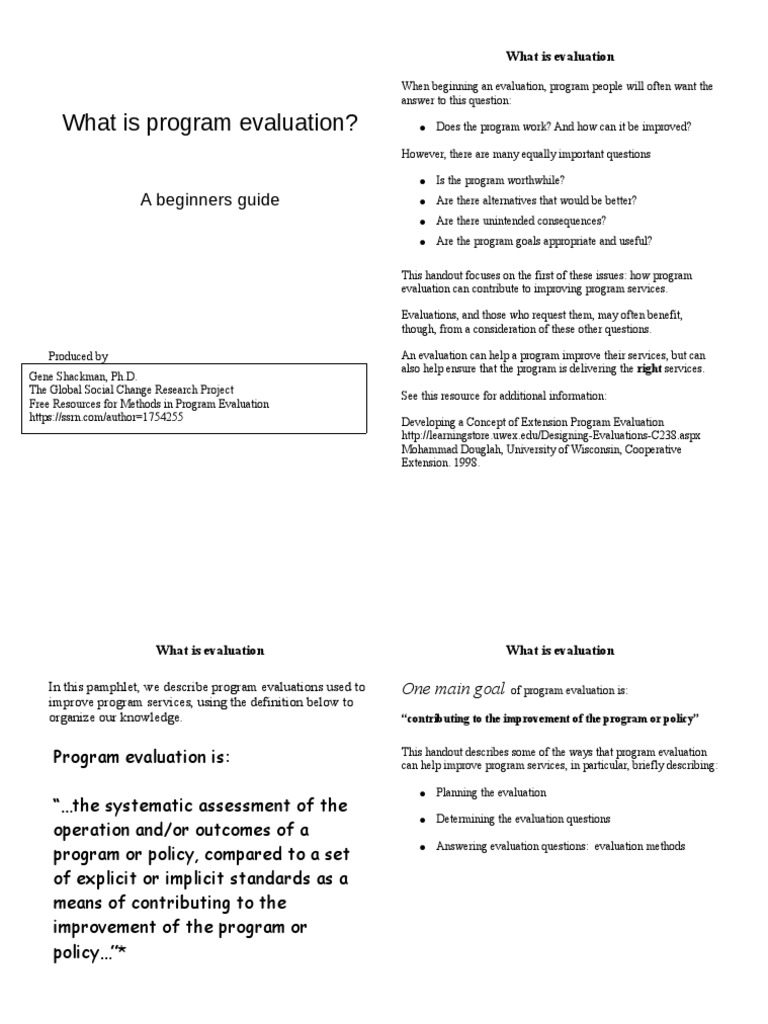 What Is Program Evaluation?: A Beginners Guide | PDF | Program ...
