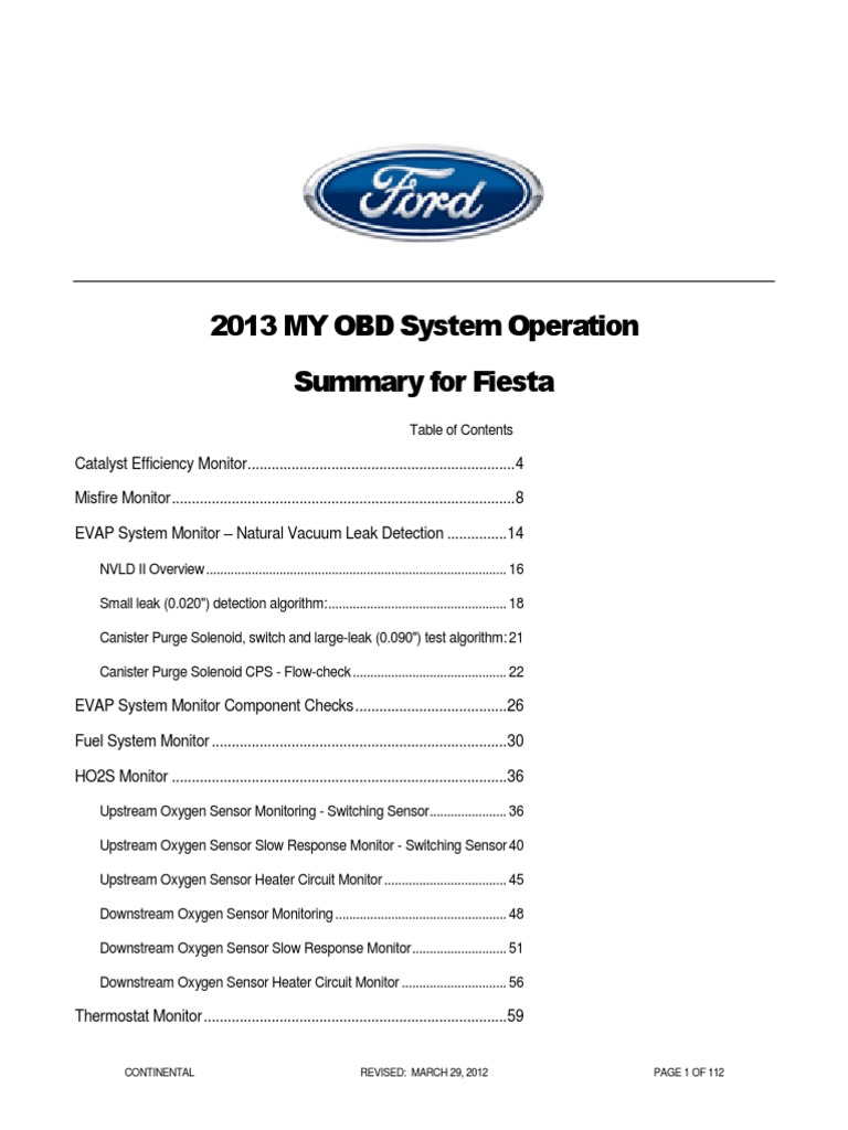 FORD FIESTA 2013 SERVICE MANUAL PDF intelligence overview