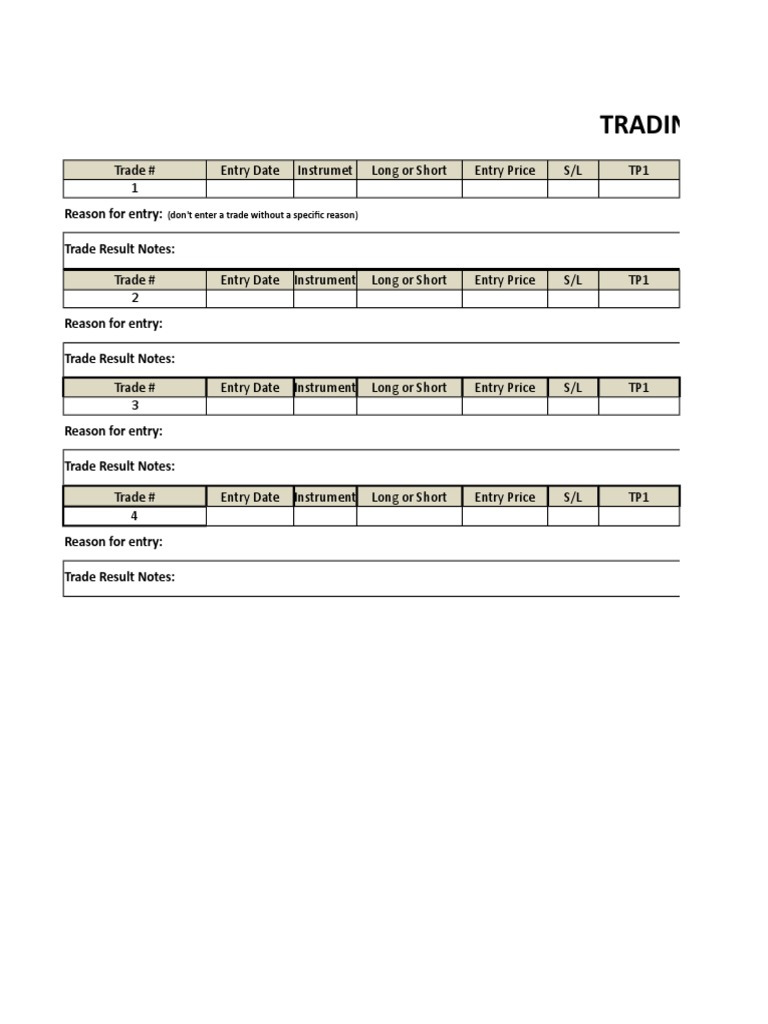 Trading Journal Template for Traders | PDF | Finance & Money Management ...