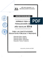 DIRECTIVA N°015 NORMAS PARA LA FINALIZACIÓN DEL AÑO ESCOLAR 2018 PARA LAS INSTITUCIONES EDUCATIVAS PÚBLICAS Y PRIVADAS (1)