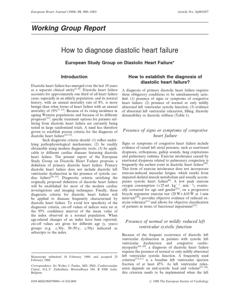 Diastolic Heart Failure PDF | PDF | Diastole | Heart Failure