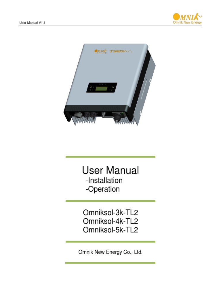 UserManual OMNIK 3K4K5K-TL2 EN V1.1 20140511 | PDF | Power Inverter | Direct Current