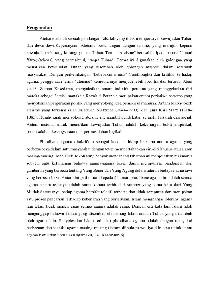 Apa Itu Atheisme Dan Pluralisme Agama PDF