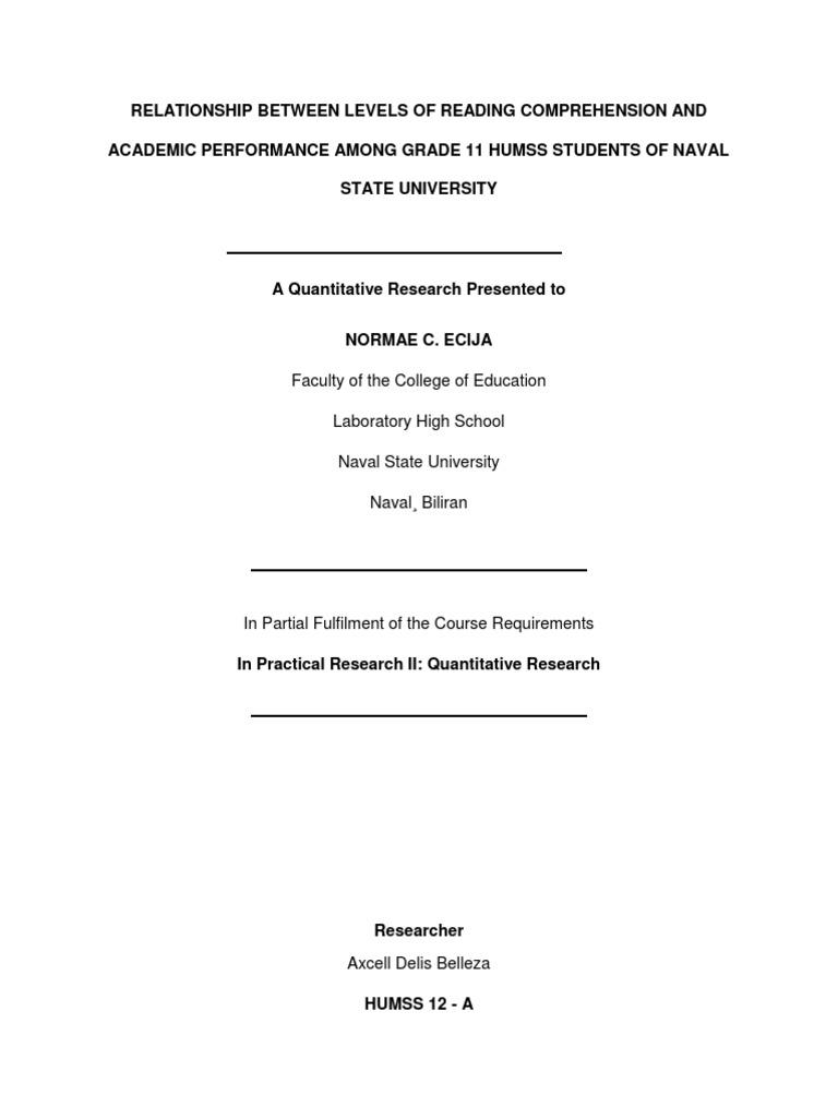 Relationship Between Levels of Reading Comprehension and Academic