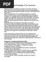 Develop Knowledge of Your Ignorance