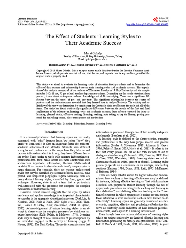 The Effect Of Students Learning Styles To Their