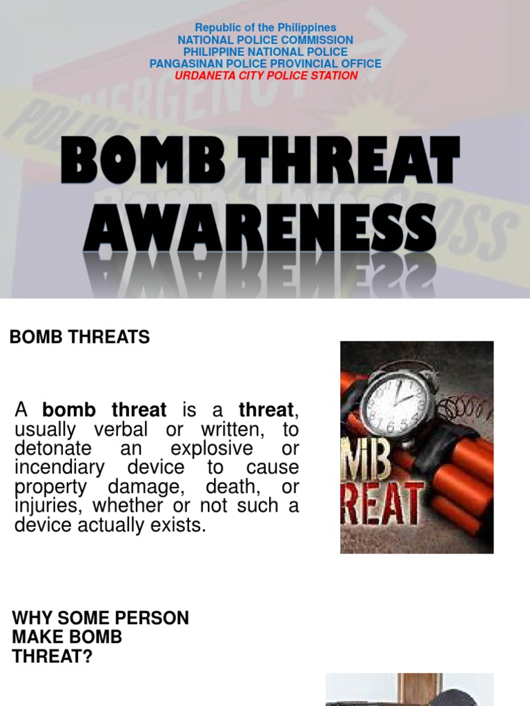 Bomb Threat Awareness Presentation PDF Bomb National Security
