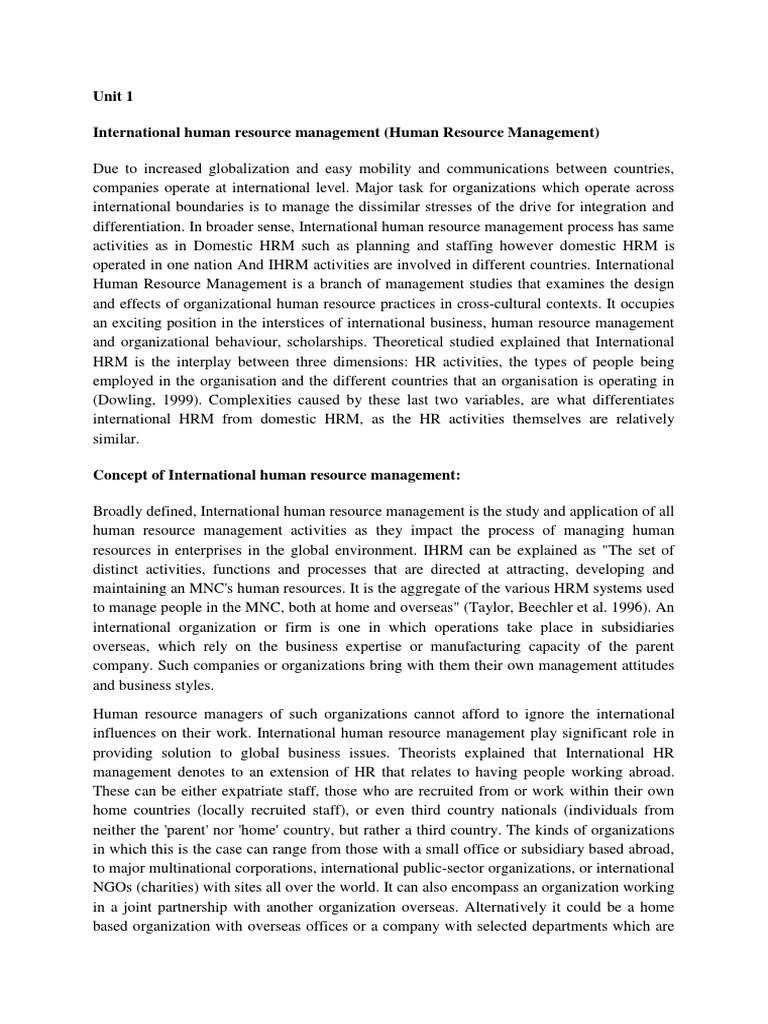 Understanding International HR Management | PDF | Human Resource ...