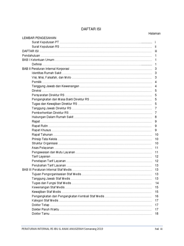 Peraturan Internal RS Ibu & Anak 2019 | PDF | Pengelolaan Keuangan & Uang