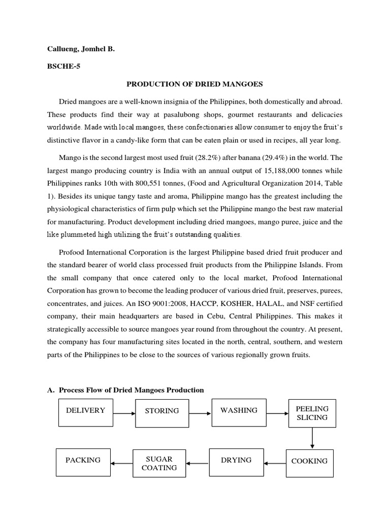 PRODUCTION OF DRIED MANGOESjoms PDF Mango Hazard Analysis And Critical Control Points
