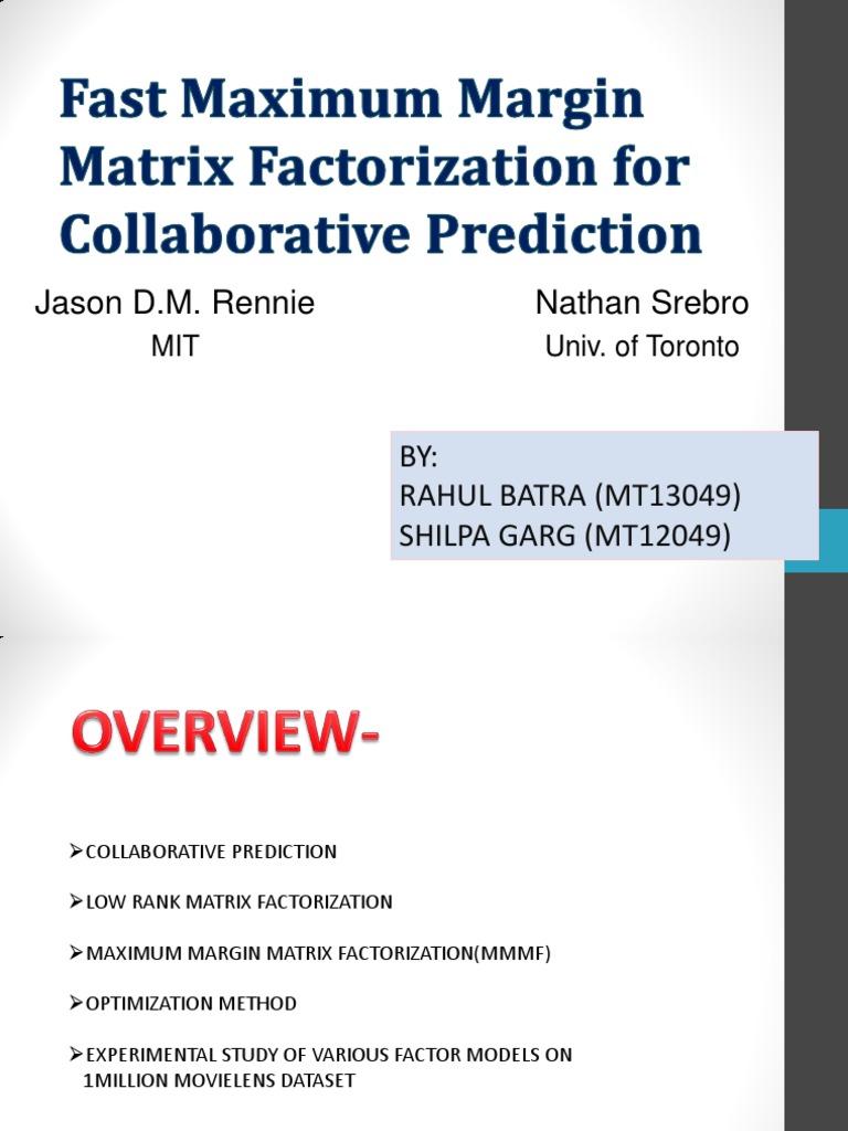 Fast Maximum Margin Matrix Factorization | PDF | Mathematical ...