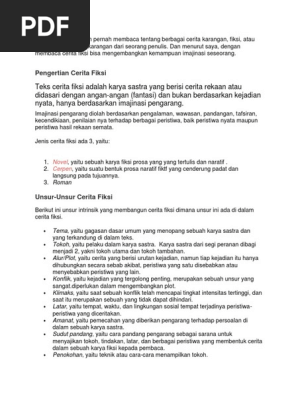 Teks Cerita Fiksi Adalah Karya Sastra Yang Berisi Cerita Rekaan Atau Didasari Dengan Angan Angan Fantasi Dan Bukan Berdasarkan Kejadian Nyata Hanya Berdasarkan Imajinasi Pengarang
