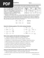 Writing Nuclear Equations: Name - Chem Worksheet 4-4