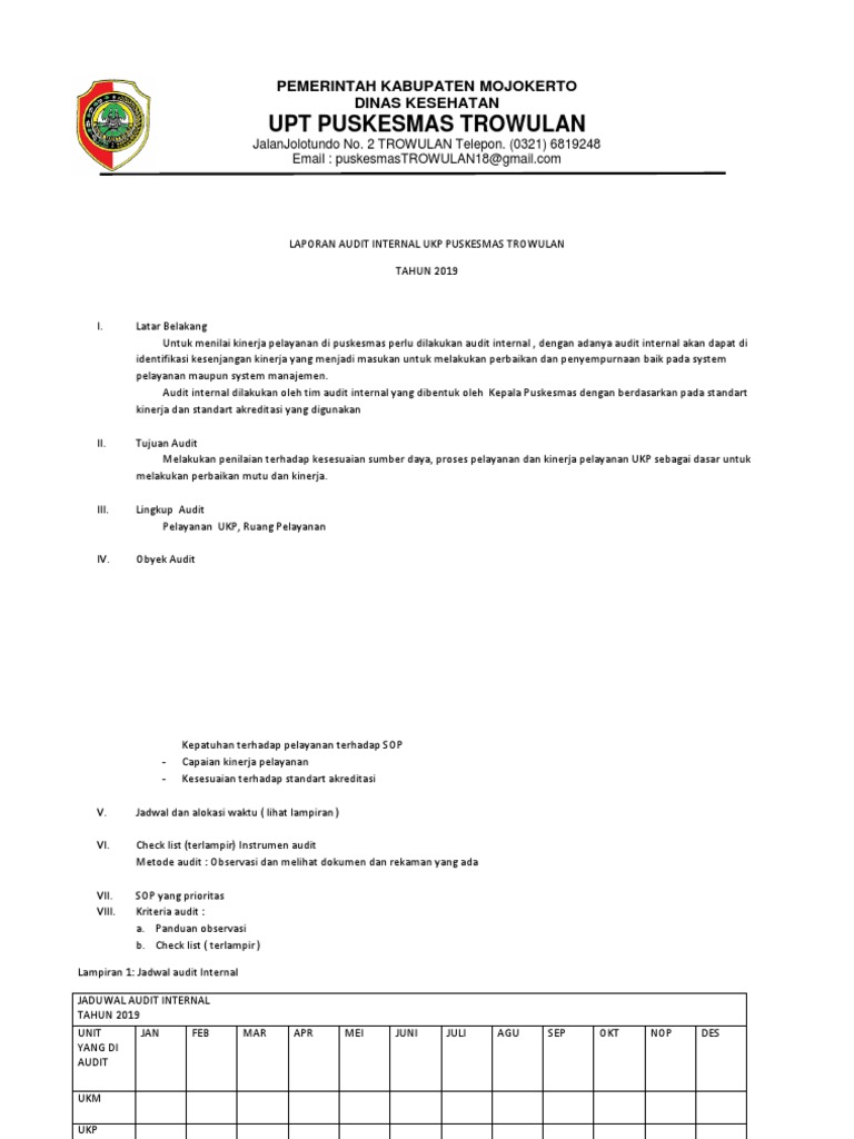 Laporan Audit Internal Ukp Puskesmas Trowulan Docx