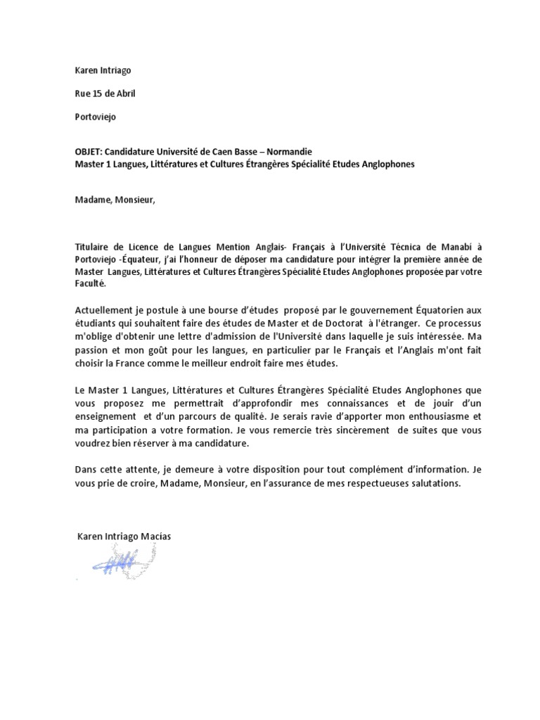 Je Suis à Votre Disposition En Anglais Lettre de Motivation | PDF