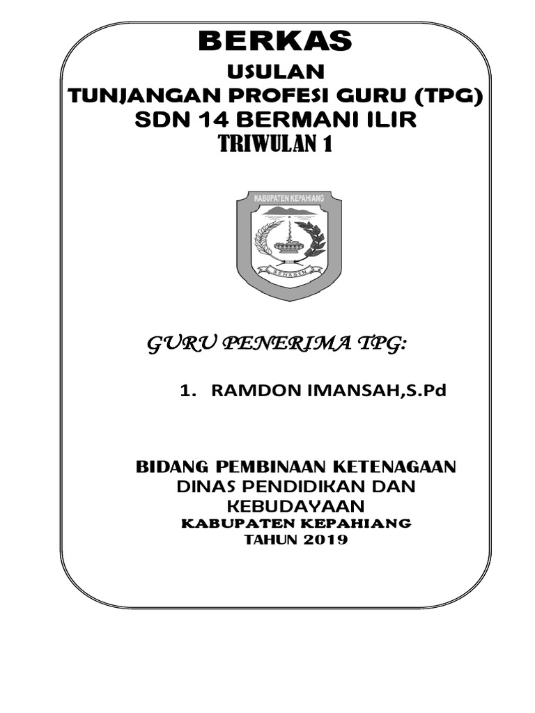 Cover Berkas Sertifikasi Tri 1 - 2019 SDN14BI