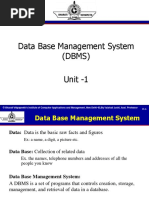 Data Base Management System (DBMS) Unit - 1