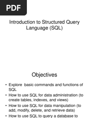 Introduction To Structured Query Language Sql Relational Database Databases
