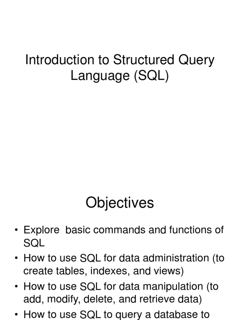 Introduction To Structured Query Language Sql Relational Database Databases