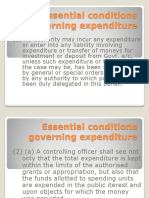 Essential Conditions Governing Expenditure