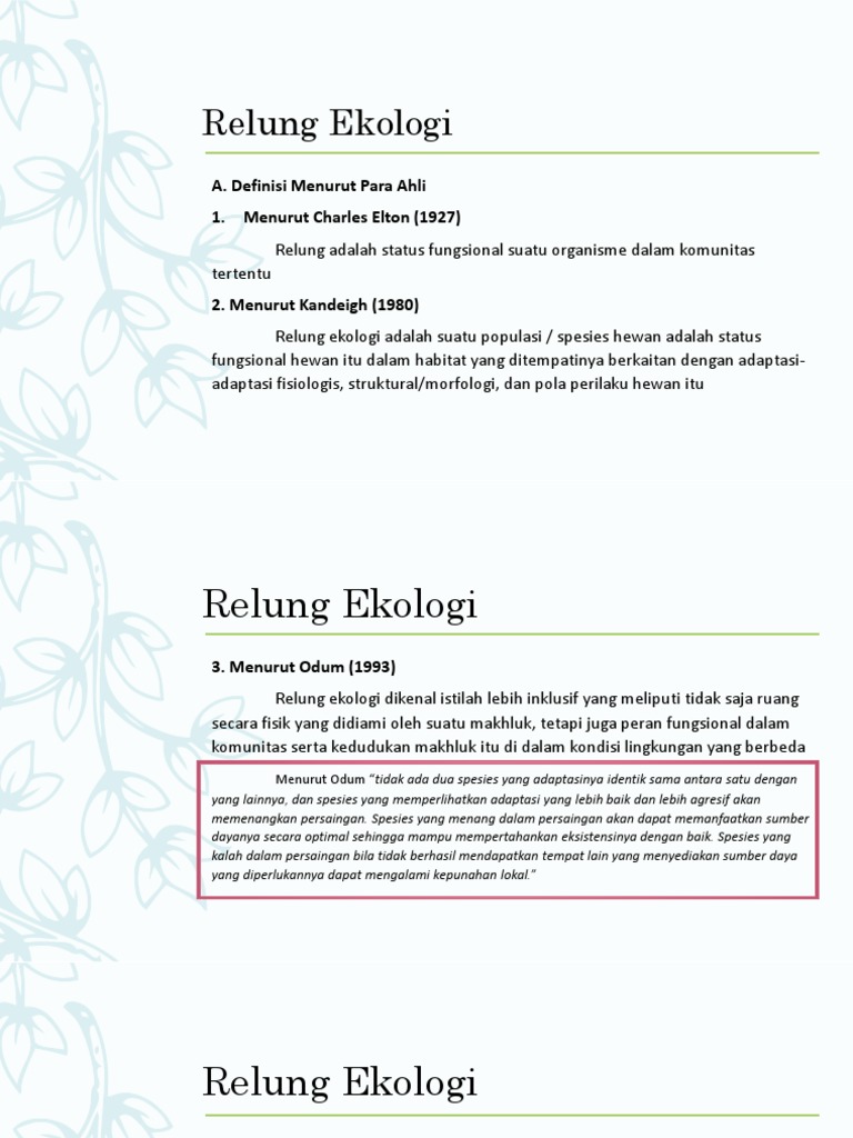 Definisi dan Asas Relung Ekologi | PDF