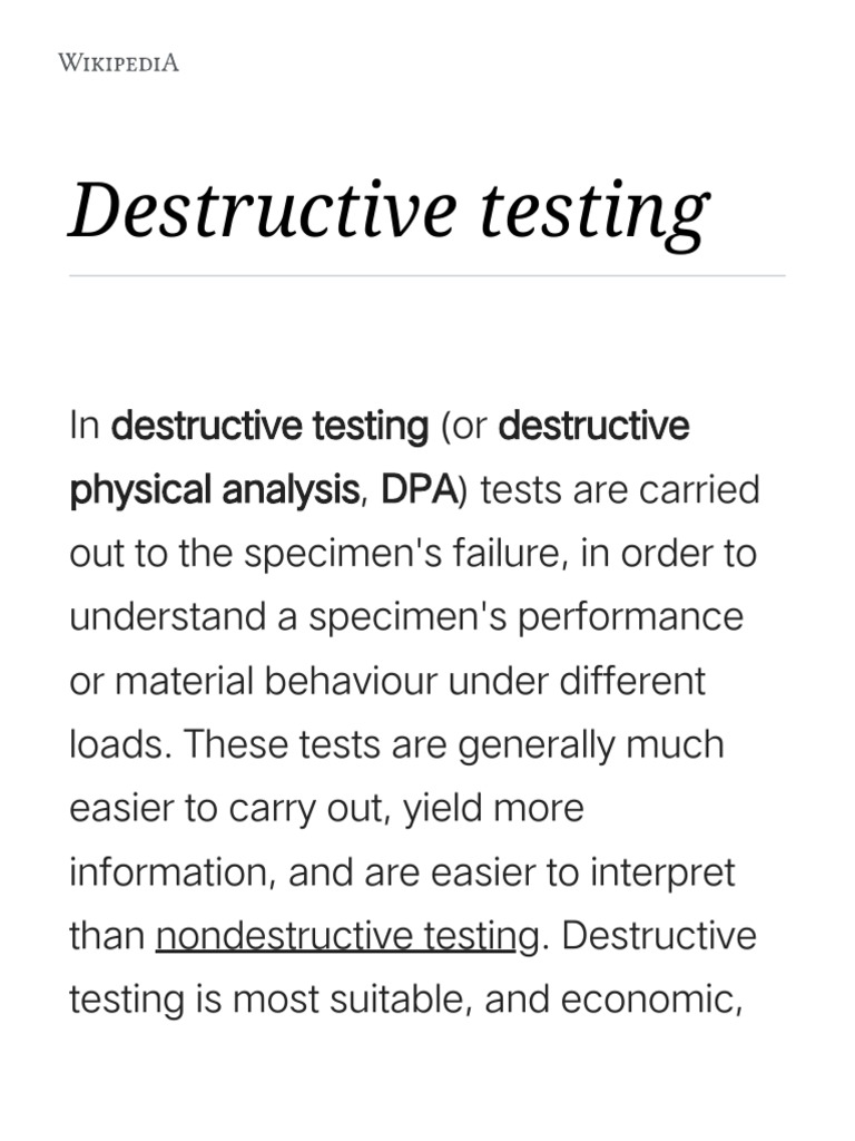 Understanding Destructive Testing Methods | PDF | Engineering | Earthquakes
