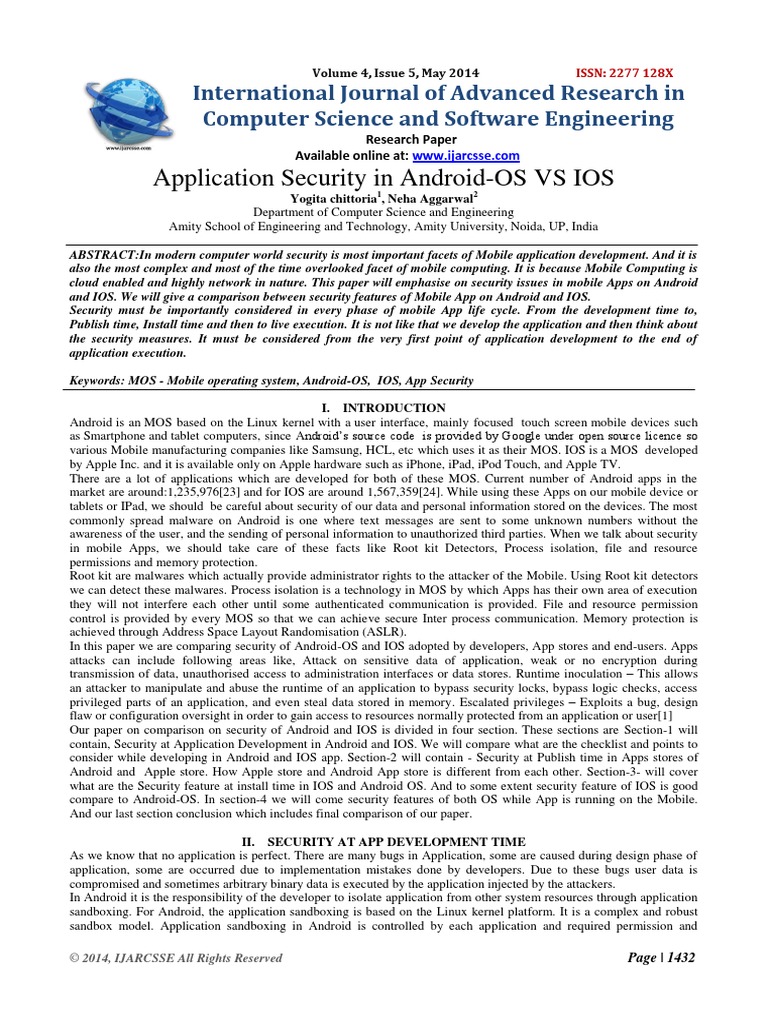 Application Security in Android-OS VS IOS | PDF | Ios | Mobile App