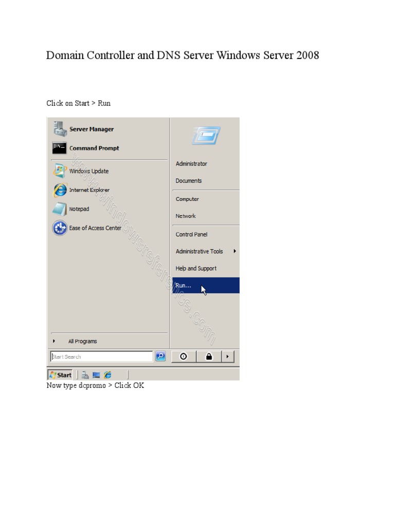 Setting Up Windows Server 2008 DC & DNS | PDF | Active Directory ...