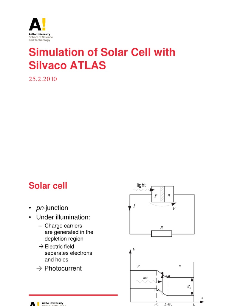 S-69 3102 Simulation of Solar Cell With Silvaco Atlas | PDF | P–N ...