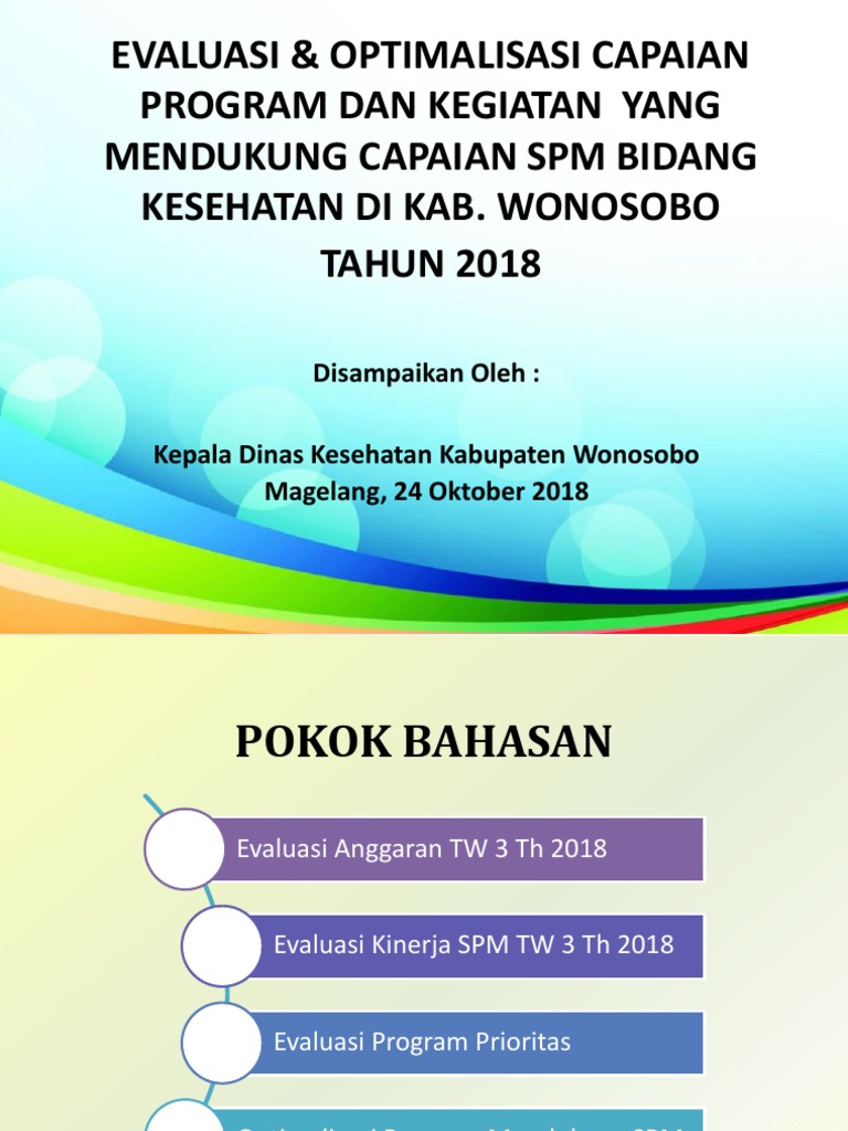 Evaluasi & Optimalisasi Capaian Program Dan Kegiatan Yang Mendukung ...