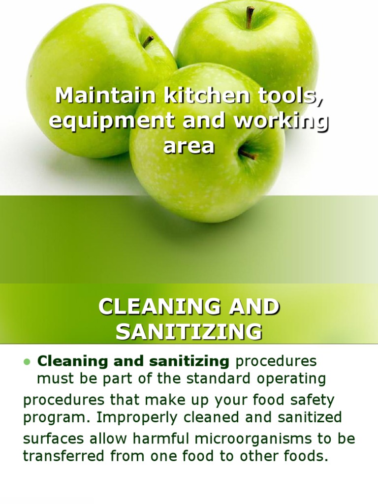 Maintain Kitchen Tools, Equipment and Working Area Download Free PDF