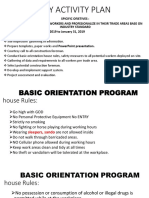 Basic Orientation Plan