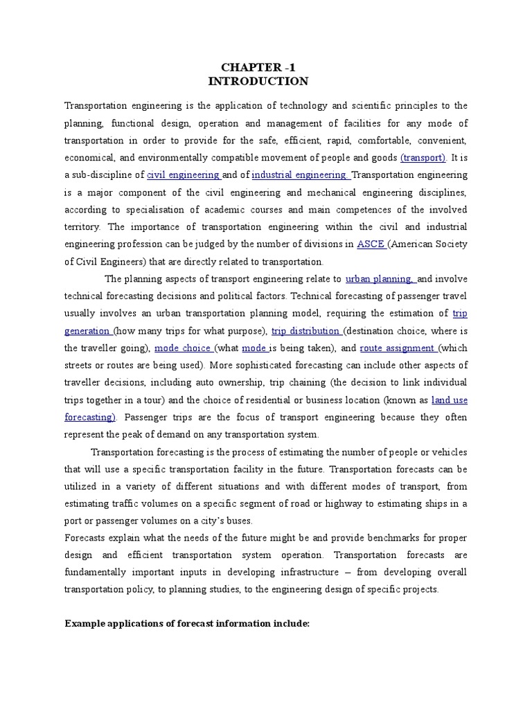 Chapter - 1: (Transport) Civil Engineering Industrial Engineering | PDF ...