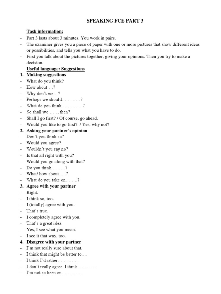 FCE Speaking Part 3 Guide | PDF | Career & Growth