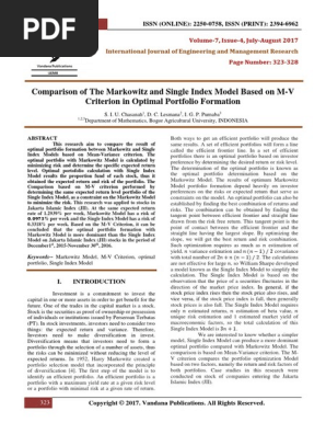 ComparisonOfTheMarkowitzAndSingleIndexModelBasedOnMVCriterionInOptimalPortfolioFormation