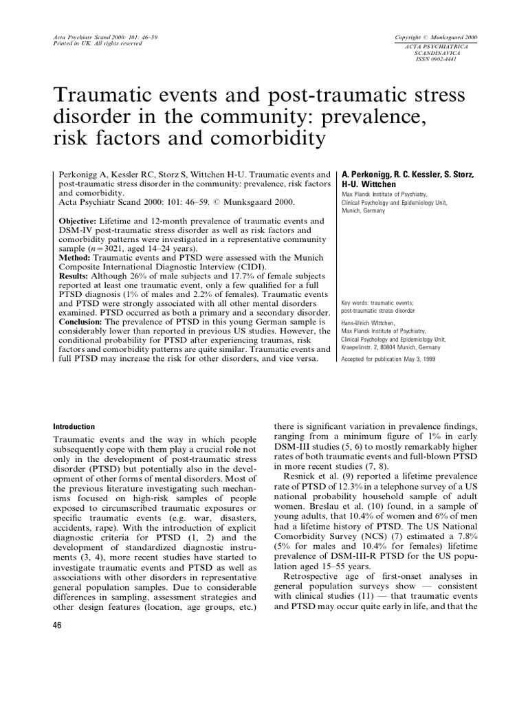 Traumatic Events and Posttraumatic Stress Disorder in The Community ...