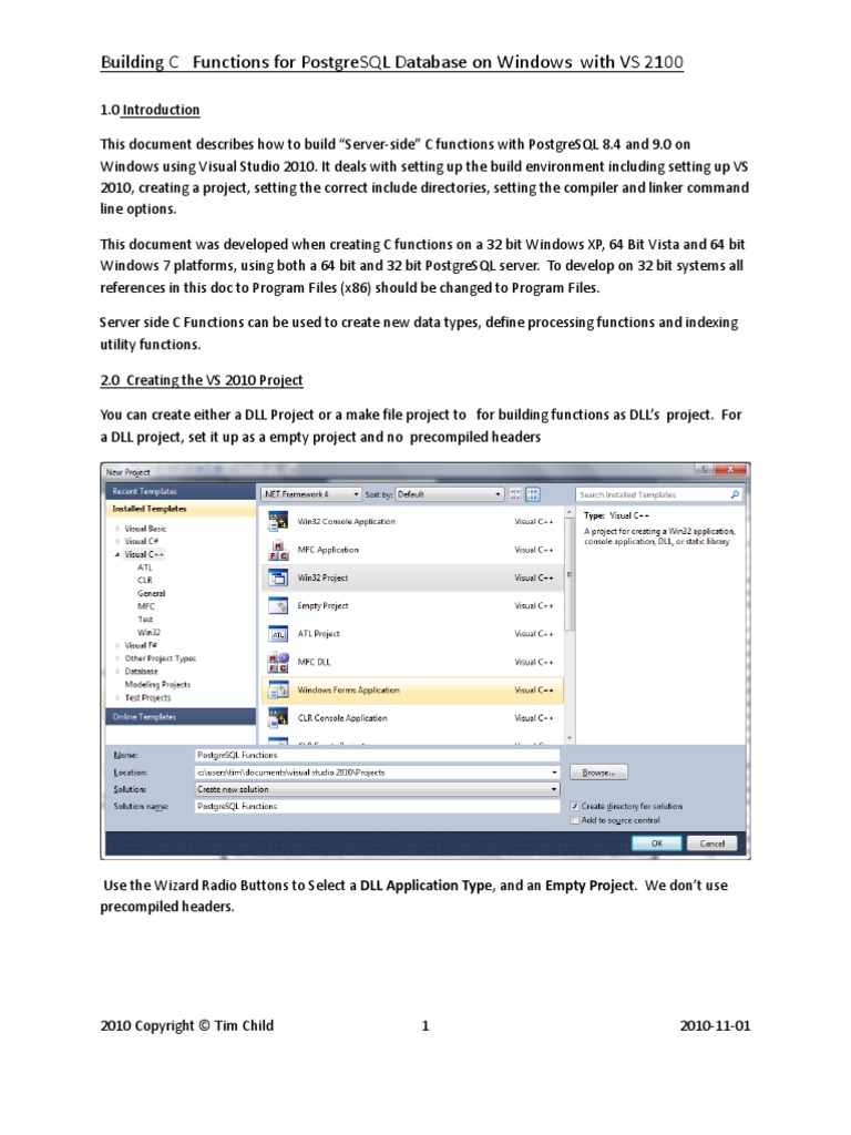 Build PostgreSQL C Functions On Windows | PDF | Postgre Sql | Microsoft ...