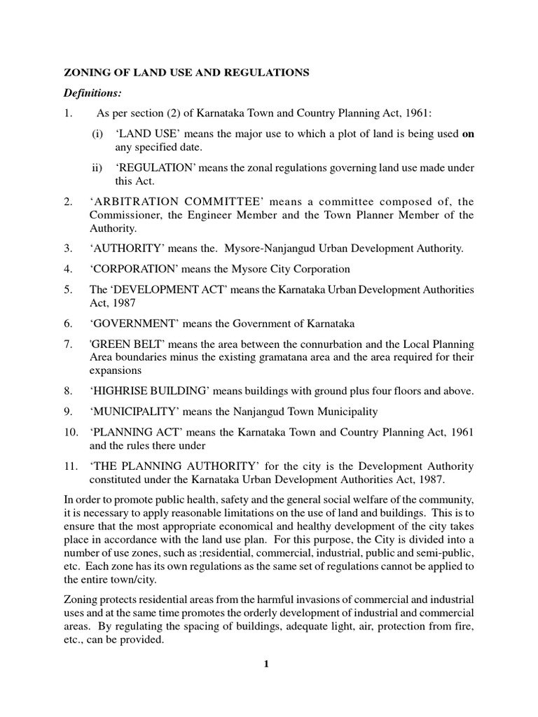 Mysore Land Use Zoning Regulations | PDF | Zoning | Urban Planning