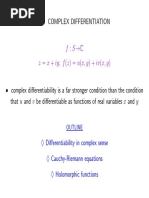 F: S C Z X + Iy F (Z) U (X, Y) + IV (X, Y) : Ii. Complex Differentiation