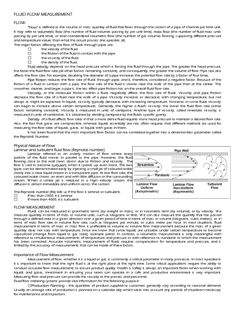 Fluid Flow Measurement Fundamentals | PDF | Flow Measurement | Fluid ...