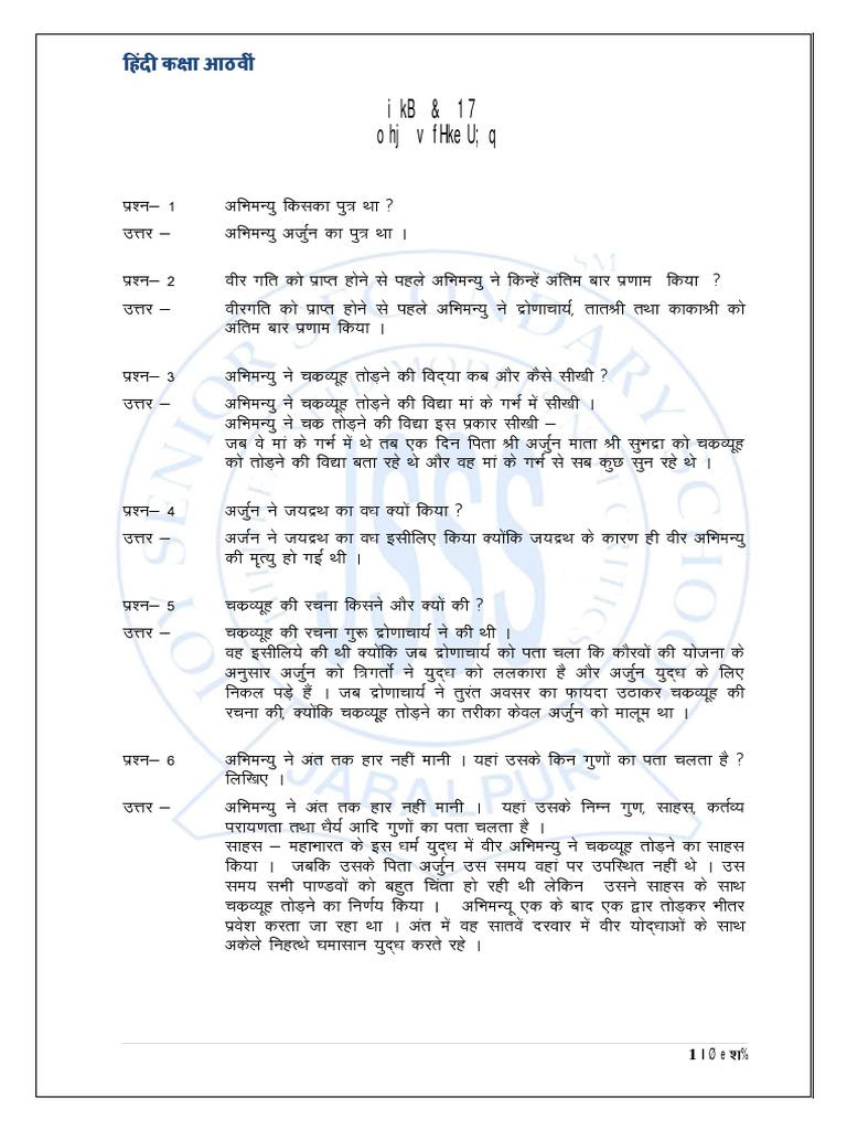 Hindi Class 8 | PDF