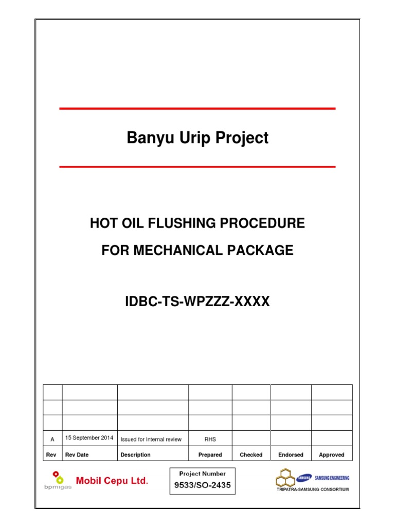 Hot Oil Flushing Procedure For Mechanical Package PDF PDF Pump