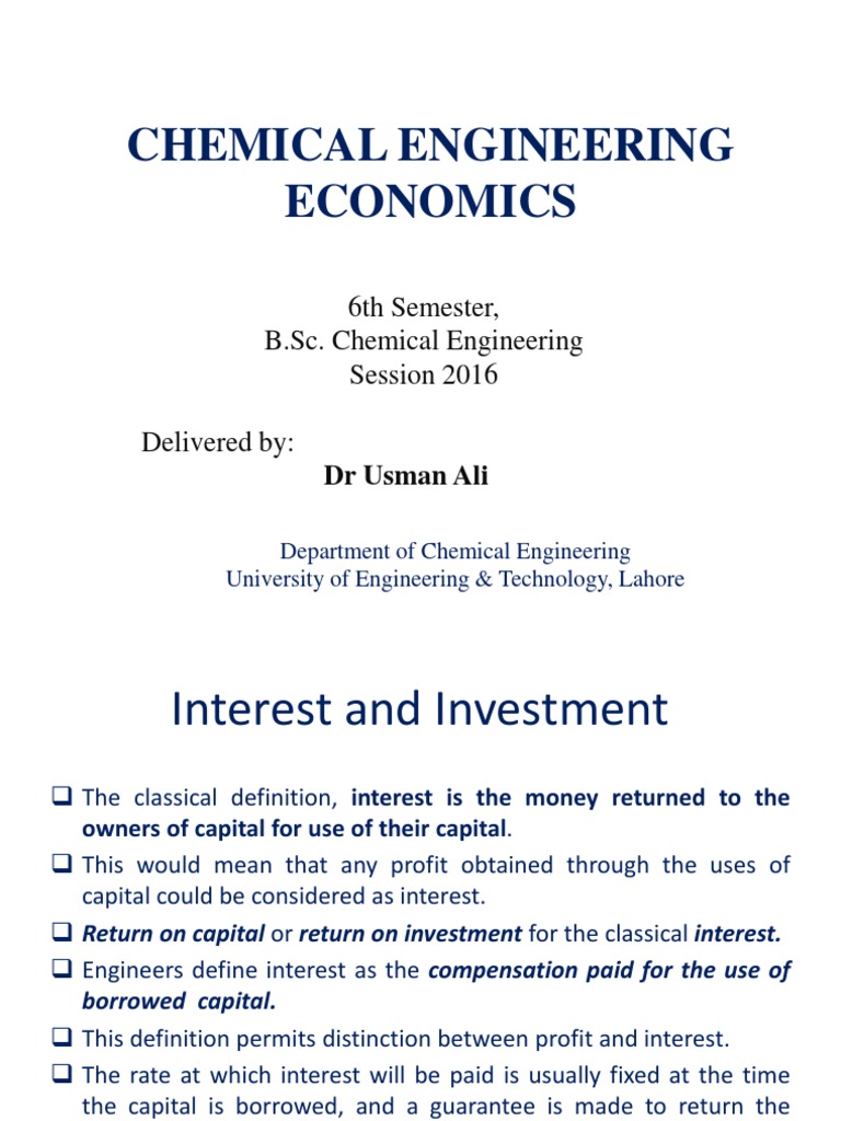 Chemical Engineering Economics Overview | PDF | Compound Interest ...